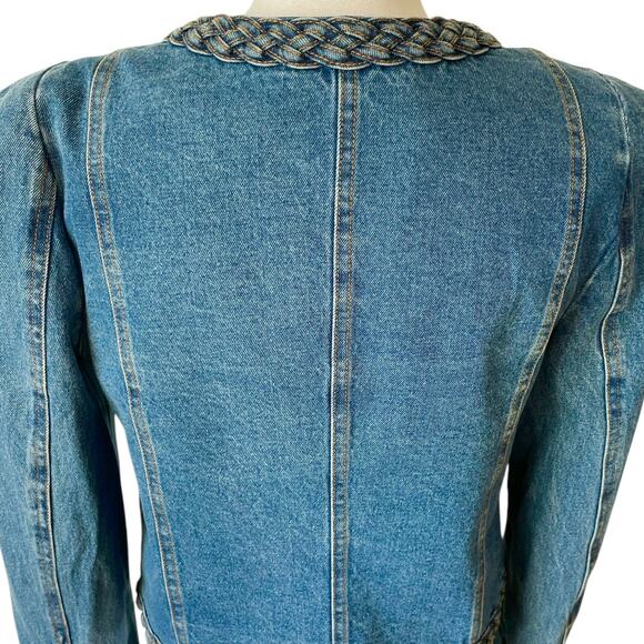 NWT Veronica Beard Arrowe Denim Jacket Collarless Blazer Jeans Size 8 - Picture 11 of 12